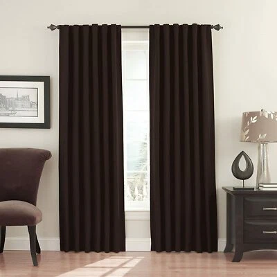 Eclipse Fresno Espresso Thermal Insulated Back Tab 52 x 108 Curtains (2) NIP - Image 1 of 4