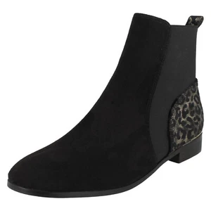 Venta Spot On Botas De Mujer Negras/Leopardo De Microfibra Con Tirar - Imagen 1 de 9