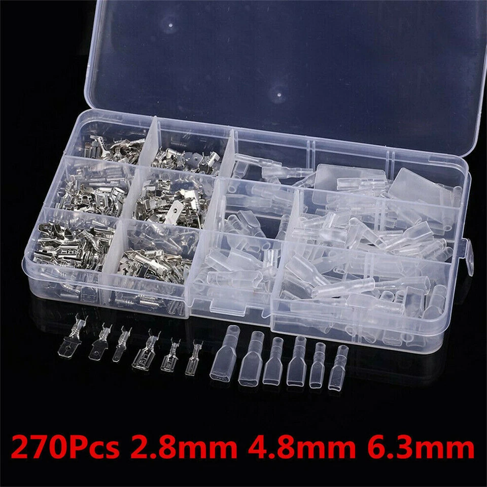 270PCS Car Male Female Electrical Spade Wire Crimp Terminal Connector Kit Foto 1 de 4