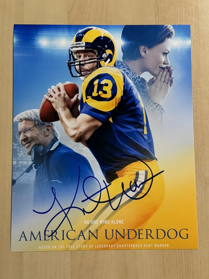 FOTO 8x10 firmada por Kurt Warner autografiada fútbol americano underdog certificado de autenticidad de la película Foto 1 de 1