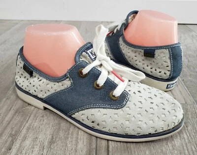 Zapatos Oxford KEDS Gris Claro Perforados Gamuza y Denim Espectador Con Cordones 6.5M Foto 1 de 4