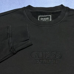 NUEVA Sudadera Pullover Negra Guess Finch Bordada Calce Grande Talla Pequeña Nueva con Etiquetas - Imagen 1 de 18