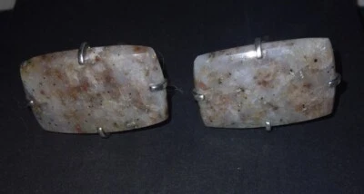 Native American Sterling Silver Agate Oval Cuff Links  - Image 1 of 4
