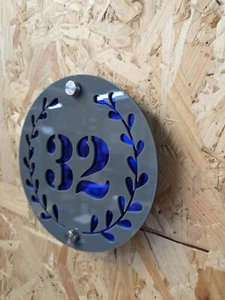 Modern Round Door Number Sign, Acrylic House Sign, Contemporary House Sign UK - Picture 1 of 6