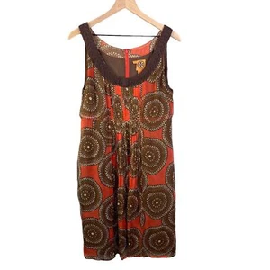 Vestido Tory Burch Estampado Multicolor Seda Sin Mangas Plisado Imperio Talla 12 Boho  - Imagen 1 de 9