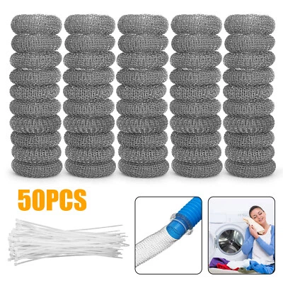50Pcs Washing Machine Lint Drain Filter Screen Traps Snare Steel Wire Mesh Ties - Image 1 of 4