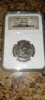 NGC GENUINE - EL CAZADOR  SHIPWRECK 1778 MO FF MEXICO SILVER 2 REALES- - Image 1 of 2