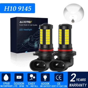 2x 9140 H10 LED Bulbs DRL FogDriving Light Daytime Running Lamp Replacement Kit - Picture 1 of 9