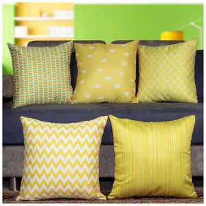Multicolor Microfiber Satin 250TC Cushion Pillow Covers,(24X24 Inches, Marigold) - Picture 1 of 7