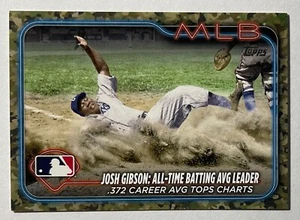 2024 Topps Update Josh Gibson Memorial Day Camo 12/25 All Time Batting Avg Lead - Picture 1 of 2