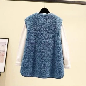 Women Sherpa Fleece Vest Sleeveless Jacket Cardigan Outwear Gilet Bodywarmer - Picture 1 of 18