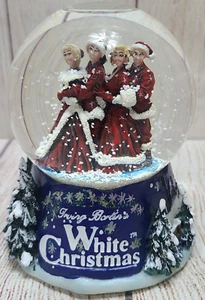 Vintage Irving Berlin White Christmas Snow Globe Blue White Red Musical 2000 - Picture 1 of 8