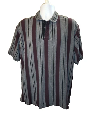Trader Bay Mens Shirt 2XL Dark Grey Stripes Short Sleeve Button V neck Collared - Image 1 of 4