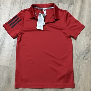 Adidas youth boys 3- Stripes golf polo shirt top red size US Small - Picture 1 of 5
