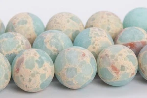 Cuentas sueltas redondas de piedras preciosas de jaspe imperial azul helado mate de 16 mm grado AAA - Imagen 1 de 4