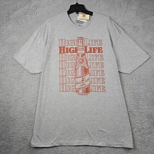 Miller High Life Beer Shirt Mens 2XL XXL Gray Brew Distressed Retro USA NWT C - Picture 1 of 11