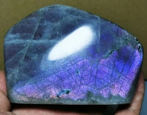 Pietra Reiki Lucida Bella Arcobaleno Viola Flash Labradorite Spectrolite Freeform - Foto 1 di 12