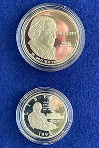 1993-S 2-coin 90% Silver Proof Set-James Madison- Father of the Bill of Rights - Picture 1 of 13