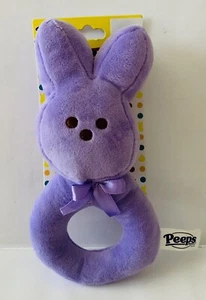 Peeps Purple Easter Bunny Soft Plush Baby Rattle Toy - Picture 1 of 7