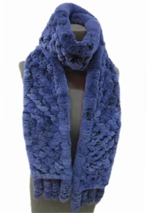Winter Fur Scarf Women Real Rex Rabbit Neckerchief With Tassels Hollow out woven - Picture 1 of 23