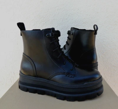 UGG BOTAS DE COMBATE DE CUERO IMPERMEABLES NEGRAS SIDNEE, MUJER US 7.5/ EUR 38.5 ~NUEVAS EN CAJA Foto 1 de 4
