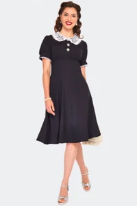 Lace Collar Retro Vintage Style Dress - Picture 1 of 5