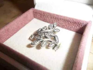 Genuine Authentic Pandora Silver Sparkling Leaves Ring 190921CZ - Size 58 - Picture 1 of 3