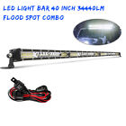 40inch Led Light Bar Tri Row Spot Flood Combo Truck Offroad 4wd Atv Suv + Wire