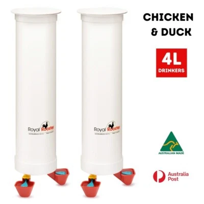 ROYAL ROOSTER Chicken / Poultry Coop - Two Waterers / Drinkers with twin cups