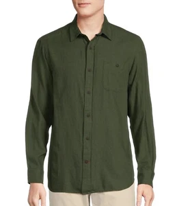 NEW Size M Mens Cremieux Long Sleeve Button Down Nepped Twill Shirt Olive - Picture 1 of 10