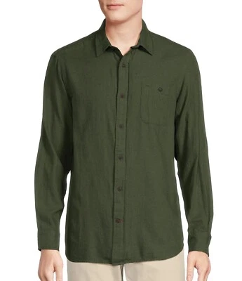 NEW Size M  Mens Cremieux Long Sleeve Button Down Nepped Twill Shirt Olive - Image 1 of 4
