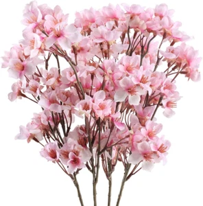 4 PCS Artificial Flowers Branches Faux Silk Cherry Blossoms Stem Fake Home Decor - Picture 1 of 8