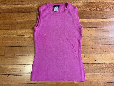 Camiseta sin mangas tejida de seda Henri Bendel vintage para mujer pequeña rosa años 90 Foto 1 de 4