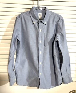 GAP Kids Boys Sz 8 Long Sleeves Cotton Shirt Button Down Blue Oxford - Picture 1 of 9