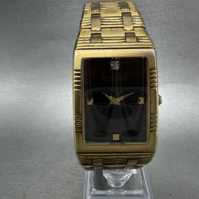 Reloj Wittnauer Tank Hombre 28mm Esfera Negra Tono Dorado Rectángulo 11D16 Batería Nueva Foto 1 de 4