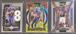 2024 Select Football Lamar Jackson 3 Card Insert/Parallel Trading Lot - Picture 1 of 2