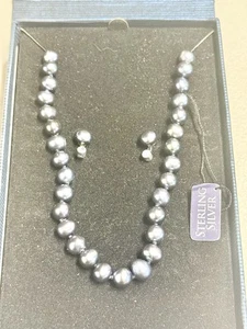 Sterling Silber 925 Süßwasser Perlen Schmuck Set Halskette & Ohrringe - Bild 1 von 4