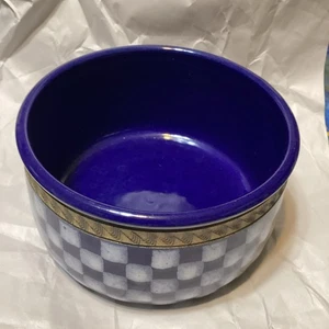 Pang Pottery * SERVIERSCHALE * blau kariert 8 1/4’ - Bild 1 von 7