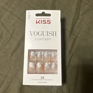 Kiss Nails voguish fantasy short glue included NIB coffin French tip and flower - Picture 1 of 13