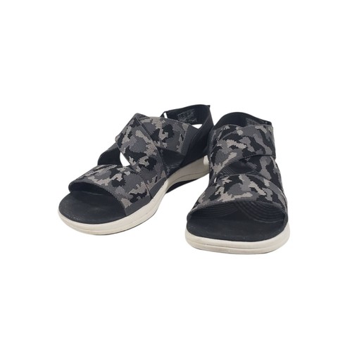 CLARKS Cloudsteppers sandali donna neri mimetici regolabili slip on taglia 7 5