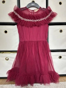 Tutu Du Monde Mädchen 10-11 Burgunderrot Magenta Tüll Hand Perlen Formelles Kleid - Bild 1 von 7