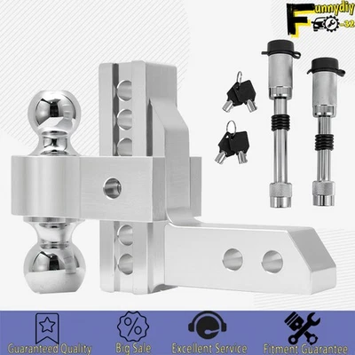 Adjustable Trailer Hitch Tow Hitch Dual Ball Mount 2" Receiver 6" Drop 15000,LBS - Image 1 of 4