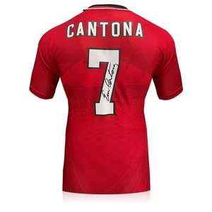 Camiseta de fútbol original firmada por Eric Cantona del Manchester United 1996 (impresión de fans) - Imagen 1 de 3