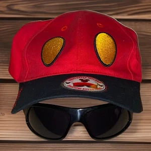 Mickey Mouse Disney Parks Hat With Attached Glasses Adjustable Back EUC - Picture 1 of 4