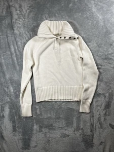 Polo Ralph Lauren Women’s Cable Knit 1/4 Button Up Sweater Cream Size Large - Picture 1 of 12