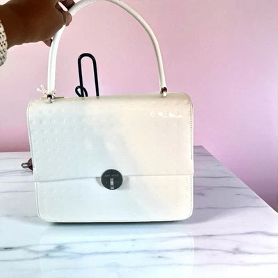 Arcadia White Patent Leather Crossbody Shoulder Bag Purse Large - Image 1 of 4