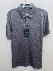 NEW Perry Ellis Men's Medium Gray Black Polo Shirt Collared NWT Polyester - Picture 1 of 8
