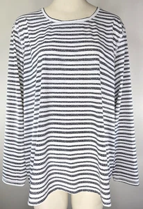 L.L.Bean Rash Guard Top - Black & White Striped Design - Size 2X - 50+UPF - Picture 1 of 8