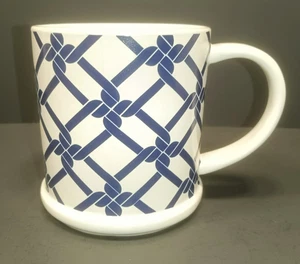 Large Tommy Hilfiger Coffee Mug Cup White w/Blue Chain Link Design - Picture 1 of 13