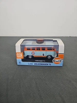 Volkswagen Classic Bus T1 Diecast Modelo Escala 1:38 Gulf Livery #5 Juguete Pull Back Foto 1 de 4